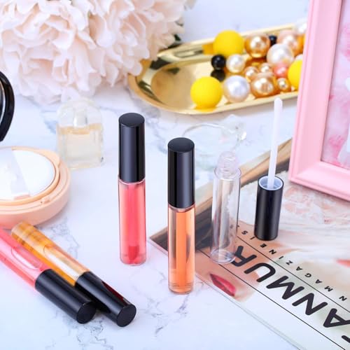Patelai 50 Pack 10ml Lip Gloss Containers with Wands & Black Caps