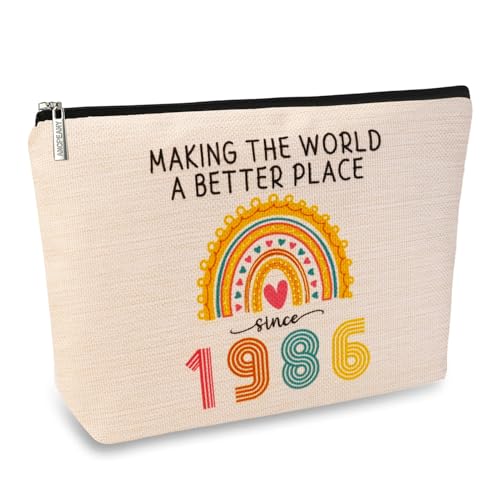 1986 40th Birthday Makeup Bag for Women, Travel Cosmetic Pouch Gift