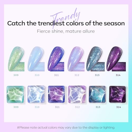 modelones A0 Aurora Galaxy Quick Dry Nail Polish Set - 6 Holographic Colors
