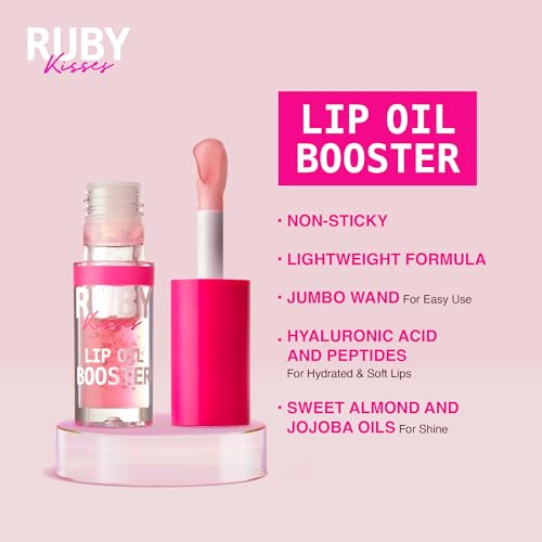 Ruby Kisses Soft Pink Lip Oil Booster Hydrating Lip Gloss with Natural Oils
