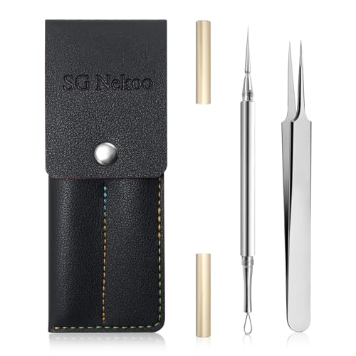 SGNEKOO Titanium Gold Facial Milia Removal Tool & Whitehead Extractor Kit
