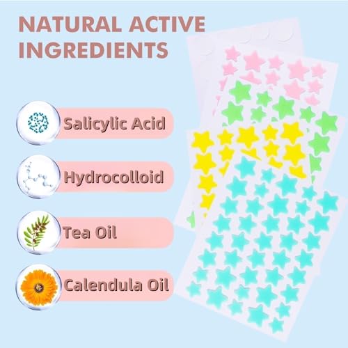Hydrocolloid Pimple Patches - 304pcs Star-Shaped Acne Treatment