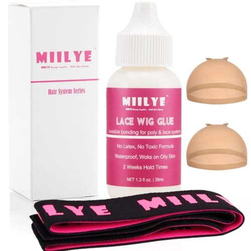 MIILYE Waterproof Lace Wig Glue 38ml Strong Hold Hair Adhesive with Headband