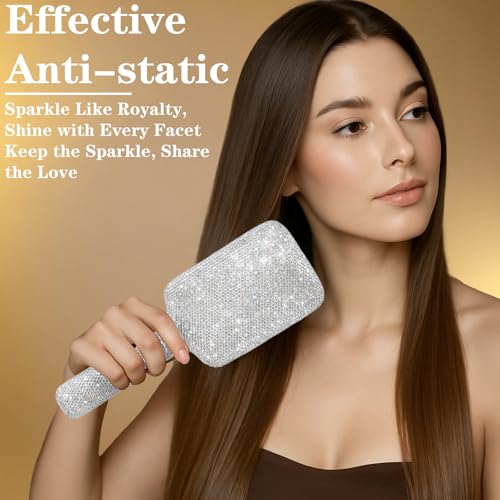 Luxury Rhinestone Detangler Hair Brush - Women’s Gift, Anti-Static, All Hair Types