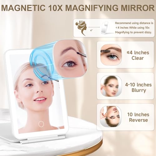 Mocado LED Foldable Travel Makeup Mirror - USB Rechargeable (White)
