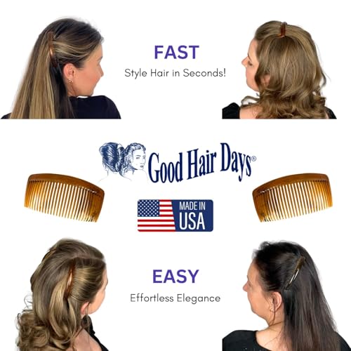Good Hair Days Curved Side Combs - Secure Hold for All Hair Types