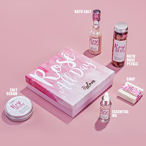 BFF LOVE Rose Water Spa Gift Set for Women - 6 Piece Skincare Kit, Moisturizing & Relaxing