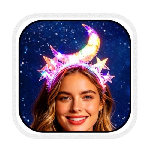JEWEKY LED Light Up Moon and Star Headband - See Through Party Hair Accessory