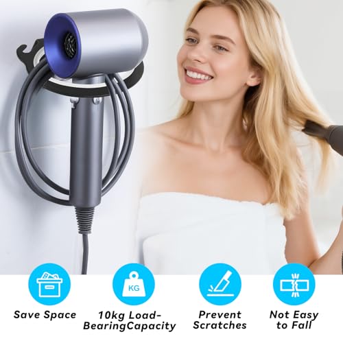 Wall-Mounted Hair Dryer Holder - Aluminum Hair Dryer Rack