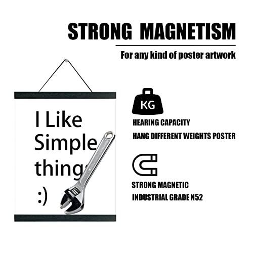 8-Inch Magnetic Poster Hanger - 3 Pack Wooden Frame Kit