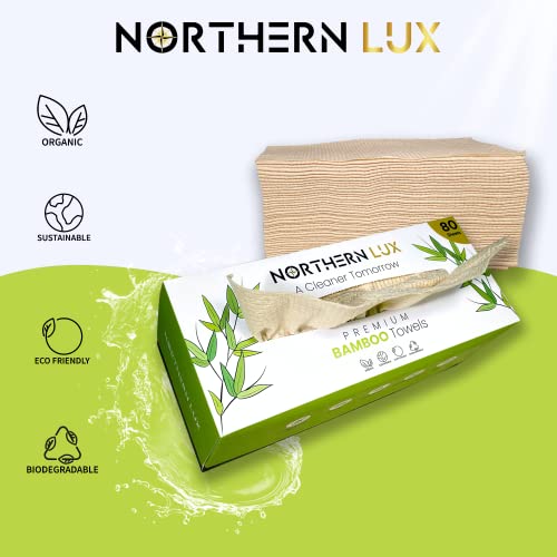 Northern Lux Disposable Bamboo Face Towels - 80 Biodegradable Dry Wipes