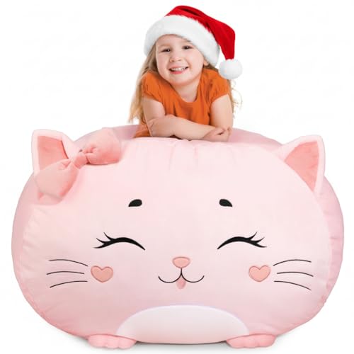 GAGAKU Kids' Plush Toy Storage Bean Bag Cover - Cat Design 24x24x19.7 in