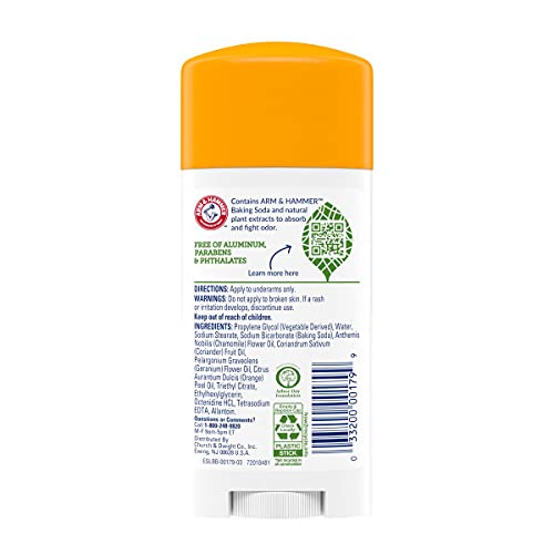 Arm & Hammer Essentials Orange Citrus Solid Deodorant 2.5 oz (Pack of 2) – Aluminum-Free