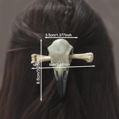 Gothic Raven Skull Hair Tie - Crow Resin Ponytail Holder for Halloween & Cosplay