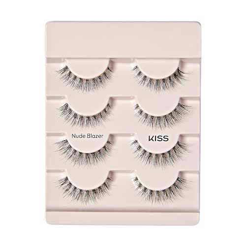 Kiss Nude Blazer False Eyelashes - 4 Pairs, 12mm, Easy to Apply