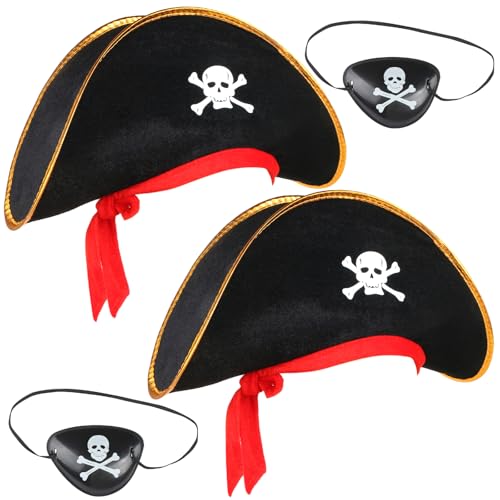2-Pack Pirate Hat and Blindfolds for Costume Parties