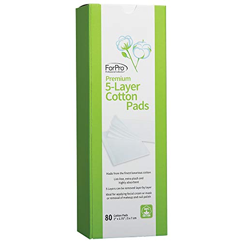ForPro 5-Layer 100% Cotton Pads, Lint-Free, 80-Count (Pack of 6)