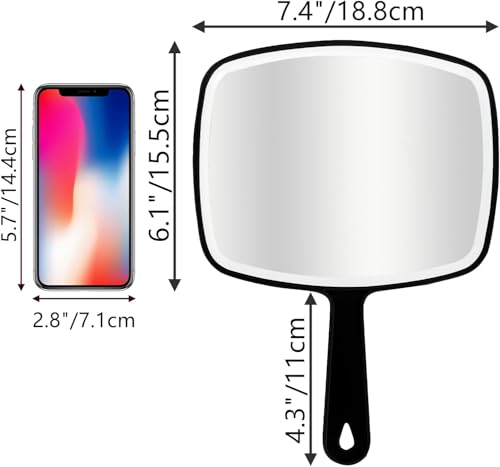 DVHOK 2-Pack Handheld Mirrors - 10.4 x 7.4 Inch Portable Makeup & Hair Reflection