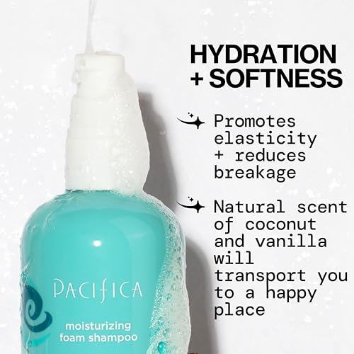 Pacifica Coconut Vanilla Moisturizing Foam Shampoo - Hydrating Sulfate-Free Hair Cleanser, 12 Fl Oz