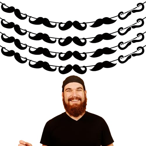 Moustache Banner Decorations - 3 Pack for Birthdays & Parties