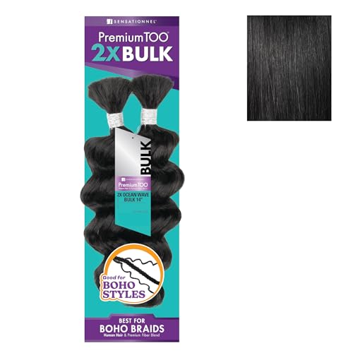Sensationnel PremiumToo Bulk Ocean Wave Hair Extensions - 14 Inch, Jet Black