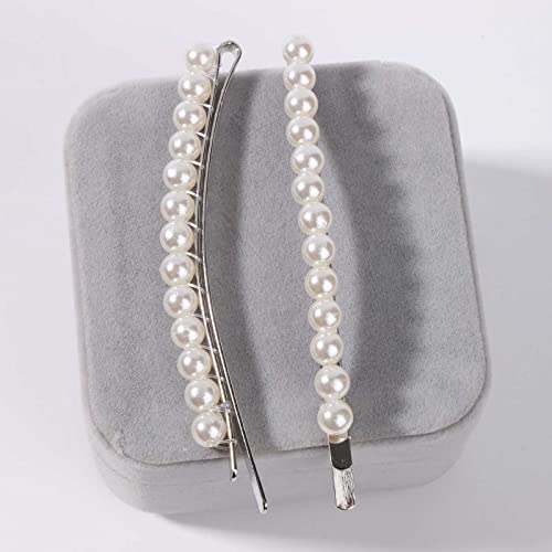 Silver Pearl Hair Clips Set - Vintage Bobby Pins for Women & Girls, 2 Pack