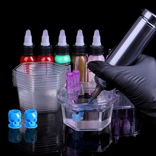 40PCS Disposable Tattoo Cartridge Needle Holder & Ink Rinse Cup Tray