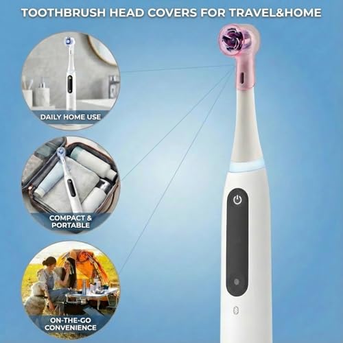 8 Pcs Toothbrush Head Covers Compatible with Oral-B iO & Round Electric Toothbrushes, Breathable Travel Caps, Family Set (Mixed Color)