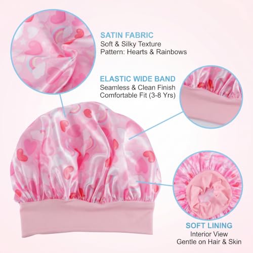 4 Pack Kids Satin Bonnet Set | Soft Sleep Caps for Natural Hair