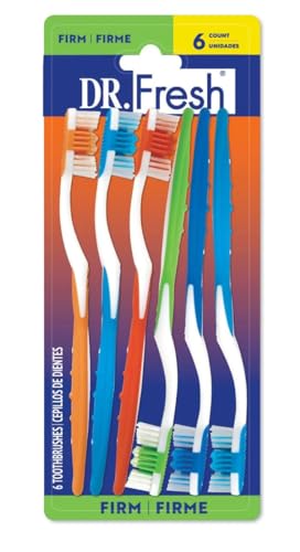 Dr. Fresh Firm Nylon Bristle Toothbrushes - 6 Pack for Adults