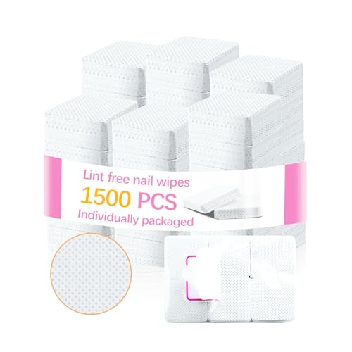 Lipetol 1500 Pcs White Lint-Free Nail Wipes for Gel Nails & Nail Art – Non-Lint Polish Remover Pads