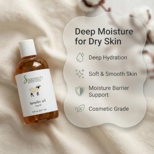 Soapeauty 100% Pure Liquid Lanolin Oil for Dry Skin, Hair & Nails - 4 fl oz