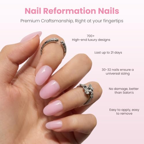 Nail Reformation Iced Guava Press-On Nails, Short Round Glossy Fake Nails