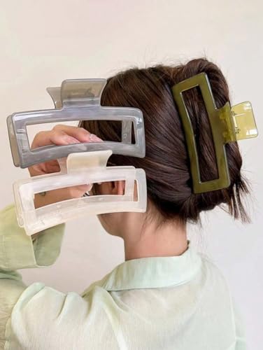 TEBIEKOY Olive Mist Extra Large 5-Inch Hair Claw Clips for Thick Hair
