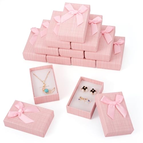 Craftdady 12 pcs Pink Jewelry Gift Box Set with Bowknot