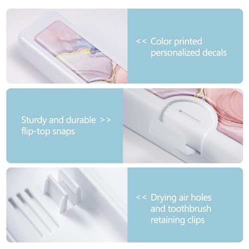 Colorful Toothbrush Travel Case with Tongue Scraper Holder