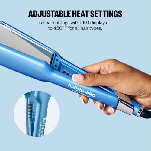 BabylissPRO Nano Titanium Ultra-Sleek Hair Straightener, Flat Iron for All Hair Types