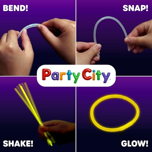 Party City 50 Glow Sticks Bulk Pack – 8” Neon Glow Party Supplies
