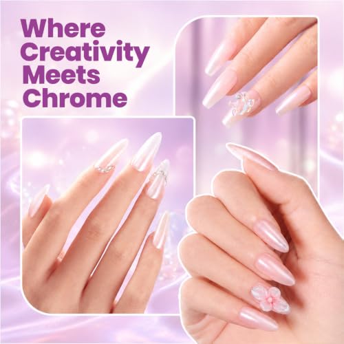 Beetles Chrome Nail Powder Set - 2 Jars White Pearl & Purple Aurora