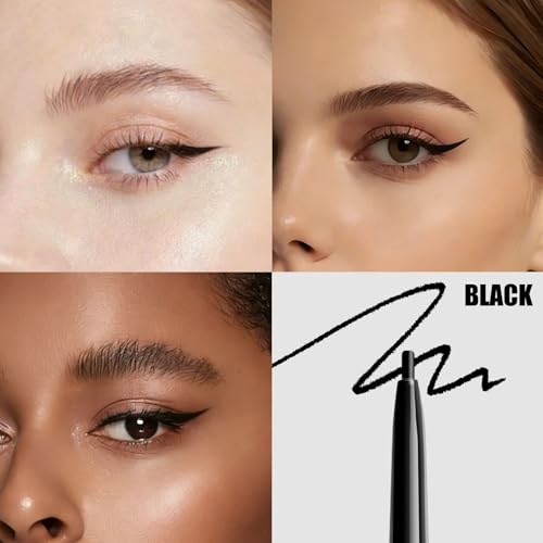 QueenDairy Black Eyeliner Pencil, 0.9mm Ultra Fine Gel, 24HR Wear
