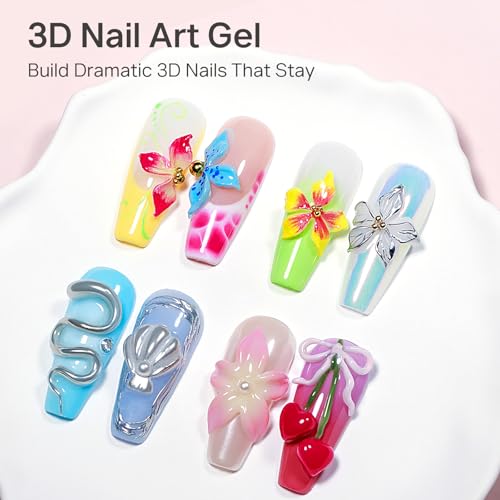 MIZHSE White 3D Nail Sculpting Gel with Flower Mold 30g - Non-Sticky 3D Art