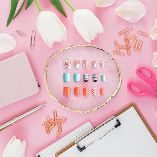 Ouligay Resin Nail Art Mixing Palette with Gold Edges - Pink