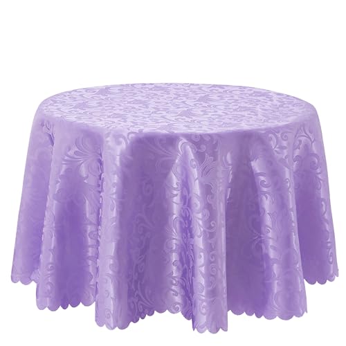 Light Purple Satin Round Tablecloth 60"x60" - Stain Resistant & Wrinkle-Free