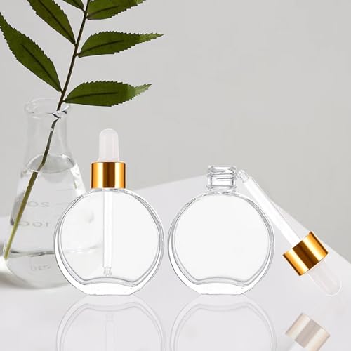 Clear 2 oz Glass Dropper Bottles - 6 Pack with Eye Droppers