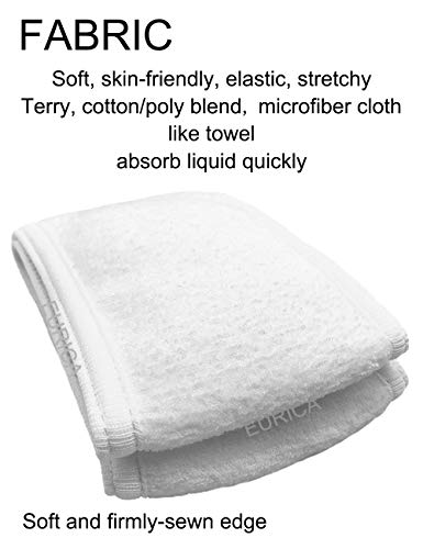 EUICAE White Spa Headbands 6-Pack Non-Slip Washable Hair & Face Coverings