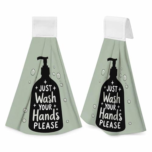 Microfiber Hand Towel Set of 2 with Loop | Just Wash Your Hands
