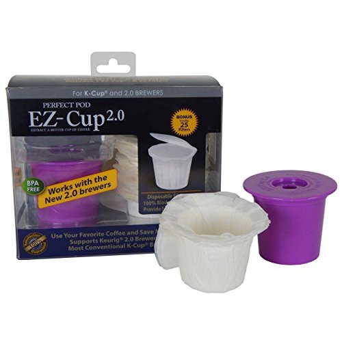 Perfect Pod EZ-Cup 2.0 Reusable Coffee Pod Starter Pack with 25 Filters