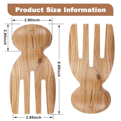 Acacia Wooden Salad Tongs Set - 2pcs Ergonomic Salad Hands