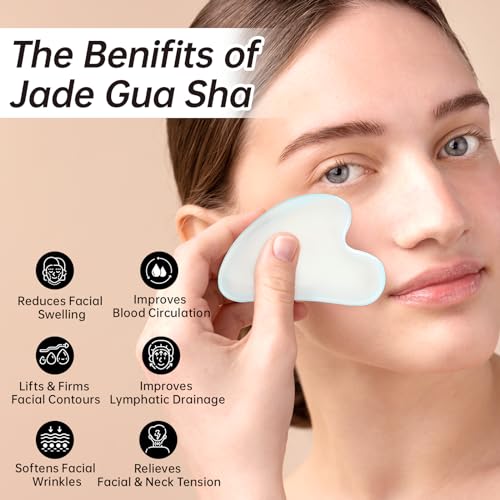 Opal Jade Roller and Gua Sha Set for Face Massage | Reduce Puffiness & Relieve Neck Tension