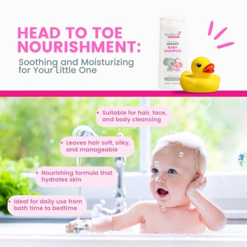 Organic Baby Shampoo - Gentle, Tear-Free, Plant-Based Formula for Sensitive Skin 10.14 Fl Oz
